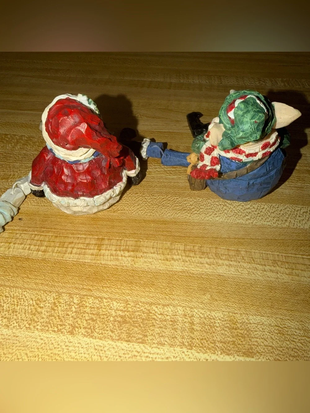 Vintage Holiday Snowman and Elf‎ sitting Figurines - Christmas holiday decor